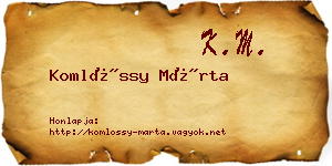 Komlóssy Márta névjegykártya