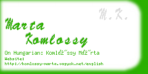 marta komlossy business card